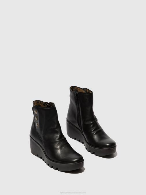 BLACK XX0D66 Zip Up Ankle Boots BROM344 Fly London Women