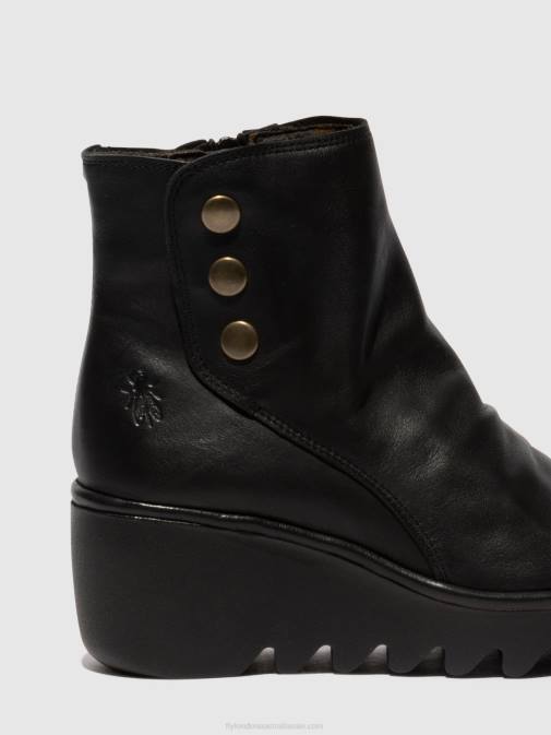 BLACK XX0D66 Zip Up Ankle Boots BROM344 Fly London Women