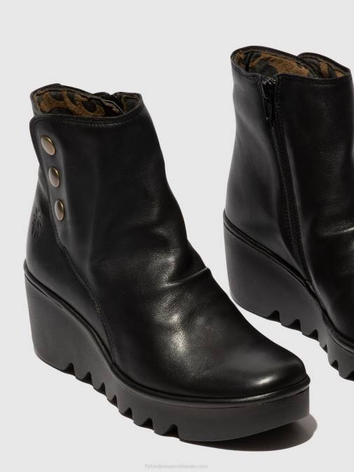 BLACK XX0D66 Zip Up Ankle Boots BROM344 Fly London Women