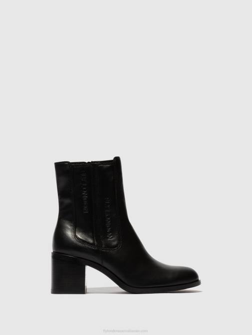 BLACK XX0D70 Zip Up Ankle Boots AMEL913 Fly London Women