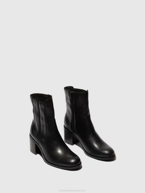 BLACK XX0D70 Zip Up Ankle Boots AMEL913 Fly London Women