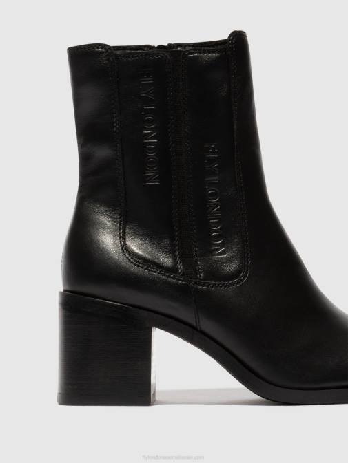 BLACK XX0D70 Zip Up Ankle Boots AMEL913 Fly London Women
