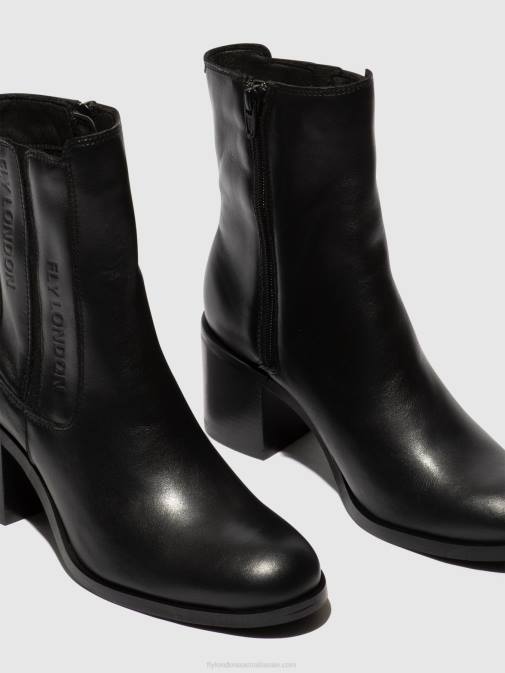 BLACK XX0D70 Zip Up Ankle Boots AMEL913 Fly London Women