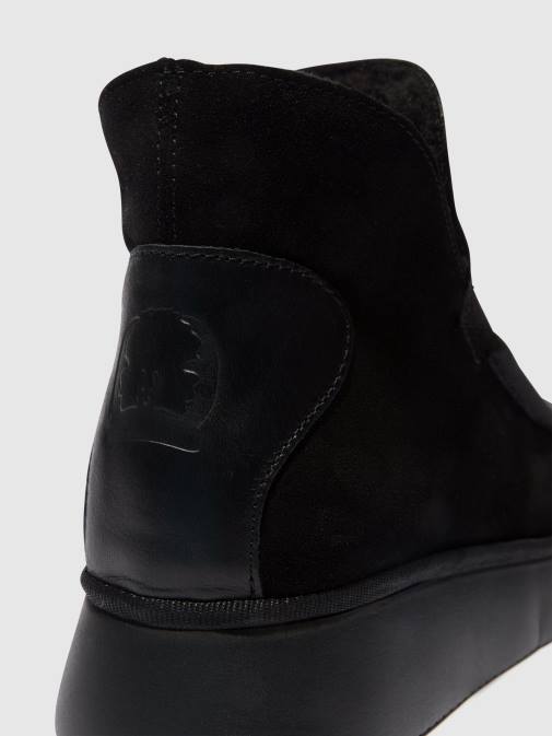 BLACK XX0D82 Round Toe Ankle Boots COZE348 Fly London Women