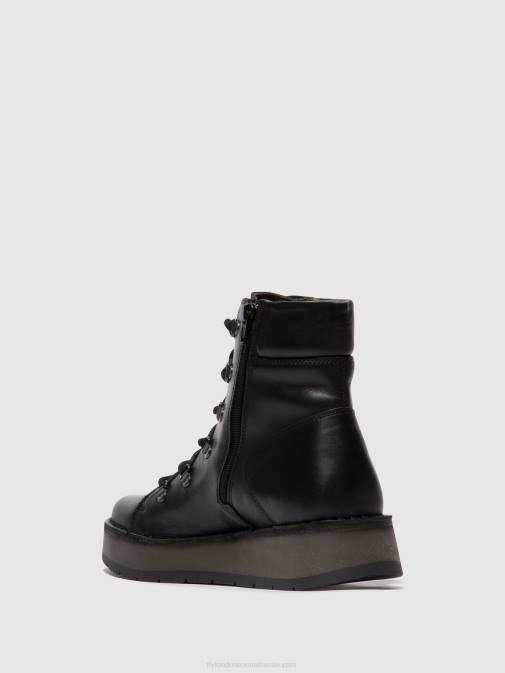 BLACK XX0D87 Lace-up Ankle Boots ROXY094 Fly London Women
