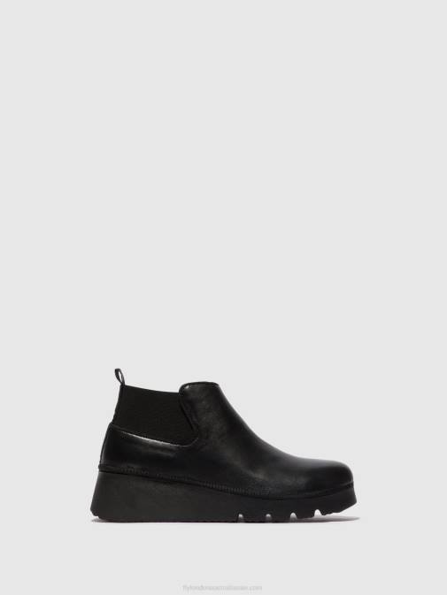 BLACK XX0D8 Elasticated Ankle Boots PADA403 Fly London Women