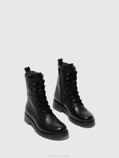 BLACK XX0D91 Lace-up Ankle Boots REID893 Fly London Women