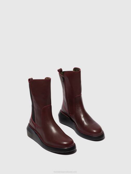 BORDEAUX XX0D64 Zip Up Ankle Boots BRIN516 Fly London Women