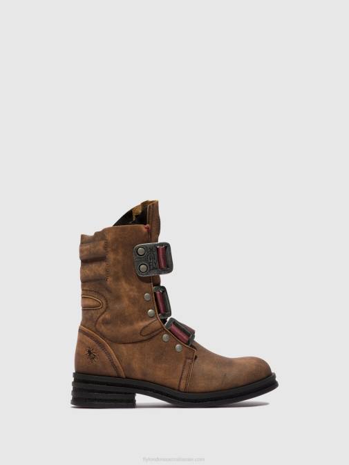 BROWN XX0D157 Buckle Ankle Boots KIFF682 Fly London Women
