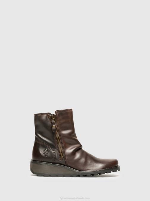 BROWN XX0D270 Zip Up Ankle Boots MON944 DK. Fly London Women