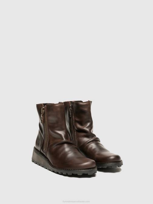 BROWN XX0D270 Zip Up Ankle Boots MON944 DK. Fly London Women