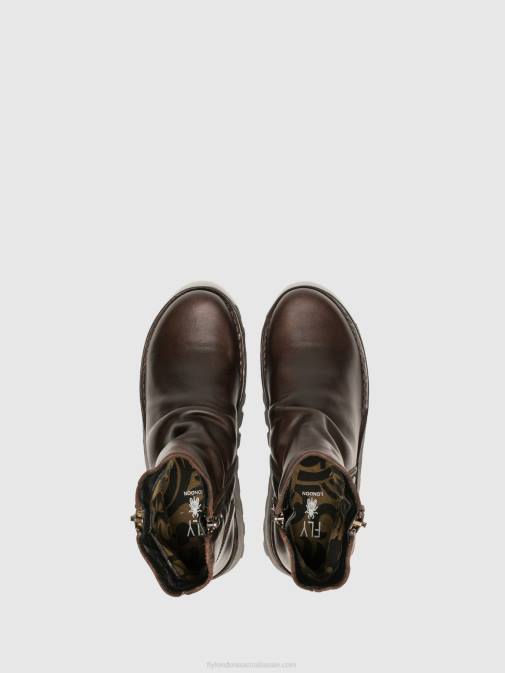 BROWN XX0D270 Zip Up Ankle Boots MON944 DK. Fly London Women