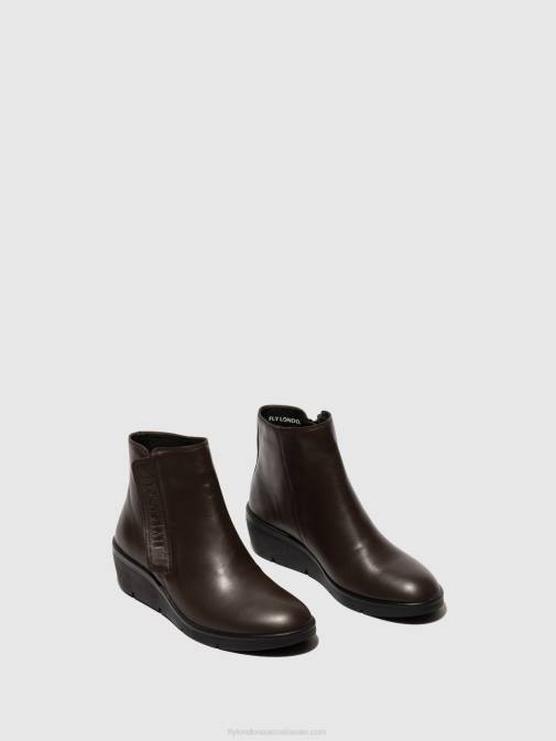 BROWN XX0D49 Zip Up Ankle Boots NULA550 Fly London Women