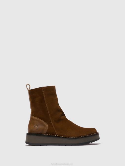CAMEL XX0D44 Zip Up Ankle Boots RENO053 Fly London Women