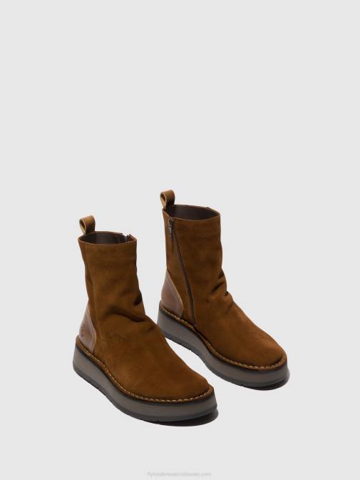 CAMEL XX0D44 Zip Up Ankle Boots RENO053 Fly London Women