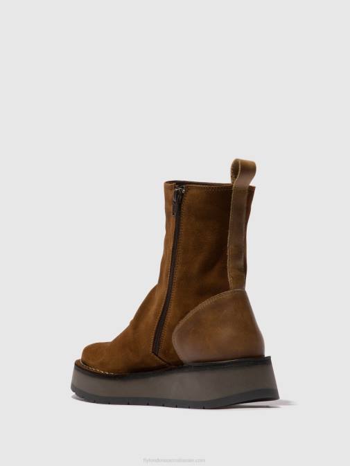CAMEL XX0D44 Zip Up Ankle Boots RENO053 Fly London Women