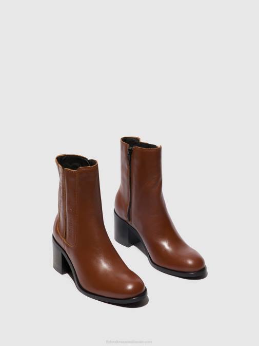 COGNAC XX0D71 Zip Up Ankle Boots AMEL913 Fly London Women