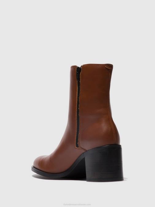 COGNAC XX0D71 Zip Up Ankle Boots AMEL913 Fly London Women