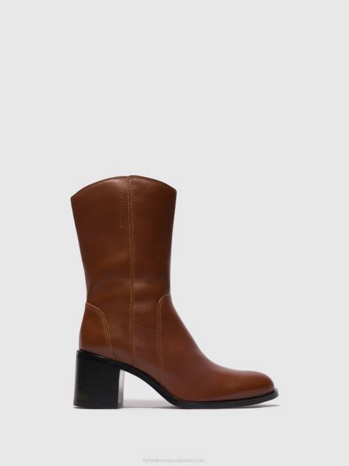 COGNAC XX0D74 Zip Up Ankle Boots ASTA914 Fly London Women