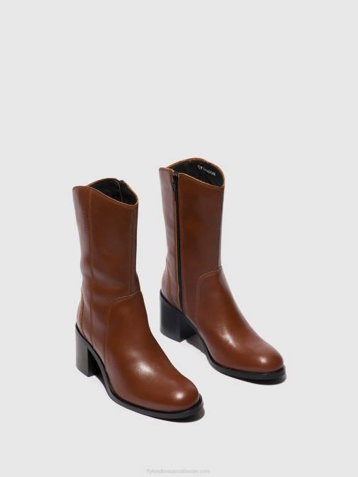 COGNAC XX0D74 Zip Up Ankle Boots ASTA914 Fly London Women