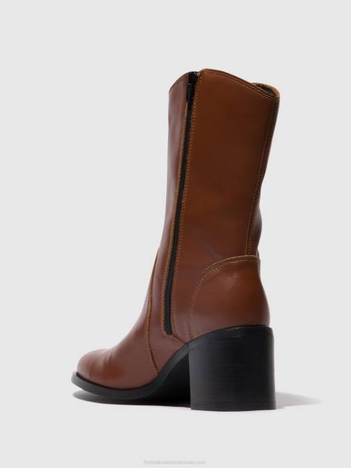 COGNAC XX0D74 Zip Up Ankle Boots ASTA914 Fly London Women