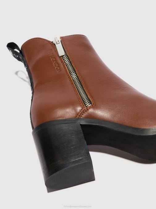COGNAC XX0D79 Zip Up Ankle Boots ADER912 Fly London Women