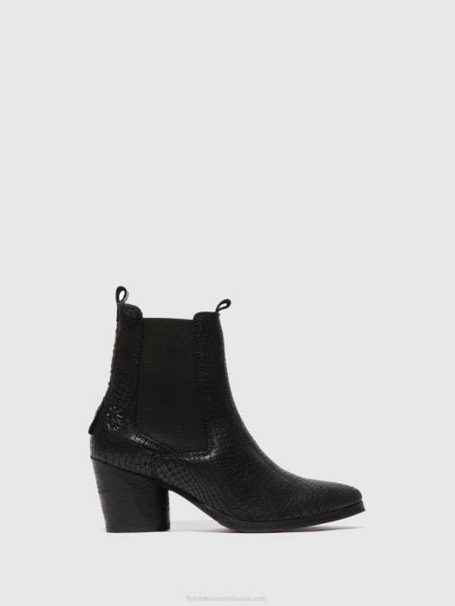 CROCO BLACK XX0D235 Chelsea Ankle Boots ADEN824 Fly London Women