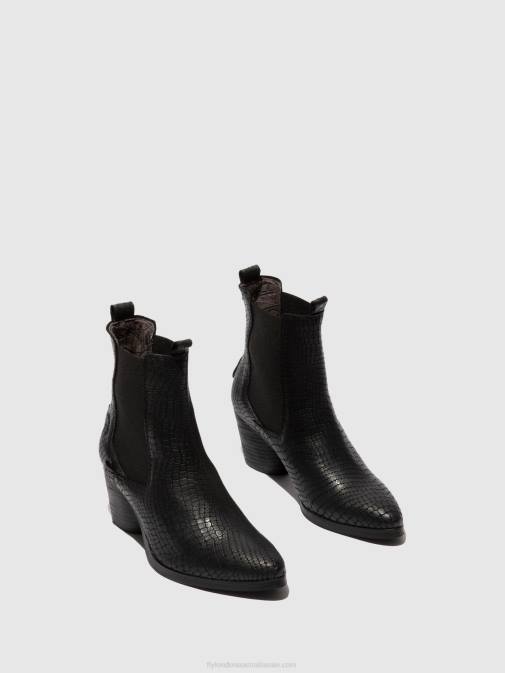 CROCO BLACK XX0D235 Chelsea Ankle Boots ADEN824 Fly London Women