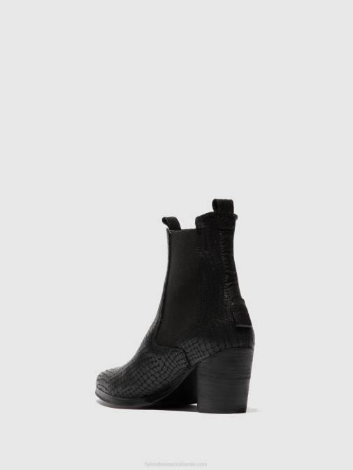 CROCO BLACK XX0D235 Chelsea Ankle Boots ADEN824 Fly London Women