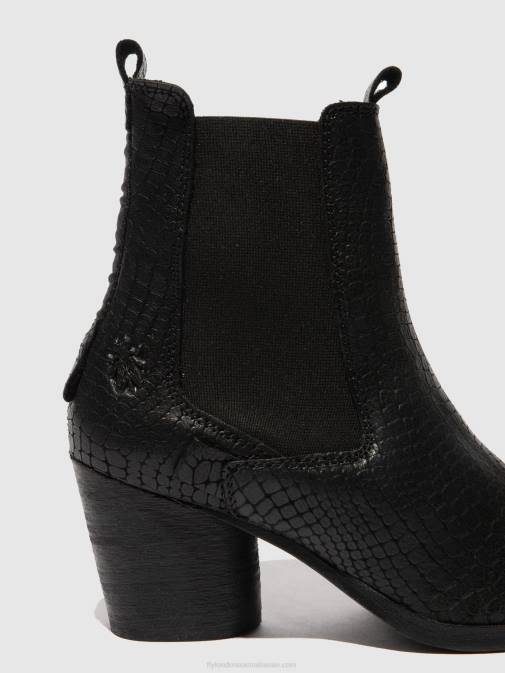 CROCO BLACK XX0D235 Chelsea Ankle Boots ADEN824 Fly London Women