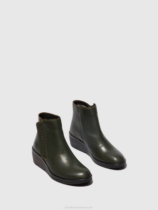 DARK GREEN XX0D43 Zip Up Ankle Boots NULA550 Fly London Women