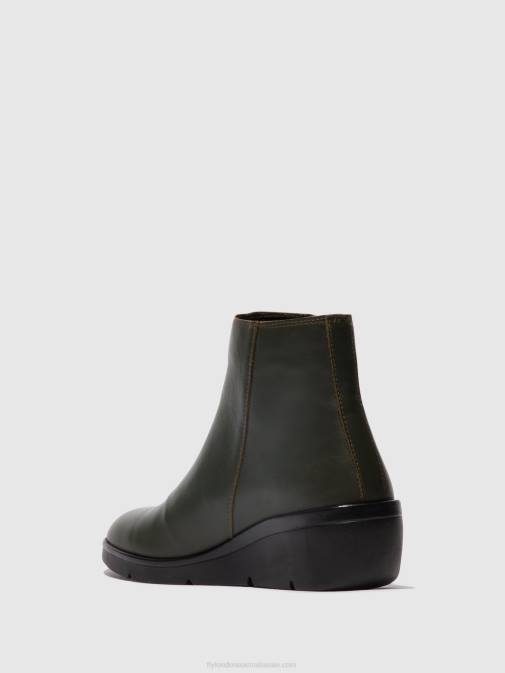 DARK GREEN XX0D43 Zip Up Ankle Boots NULA550 Fly London Women