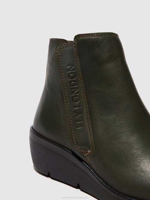 DARK GREEN XX0D43 Zip Up Ankle Boots NULA550 Fly London Women