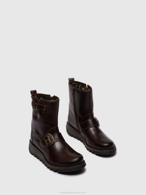 DK.BROWN XX0D266 Buckle Ankle Boots SINO525 Fly London Women
