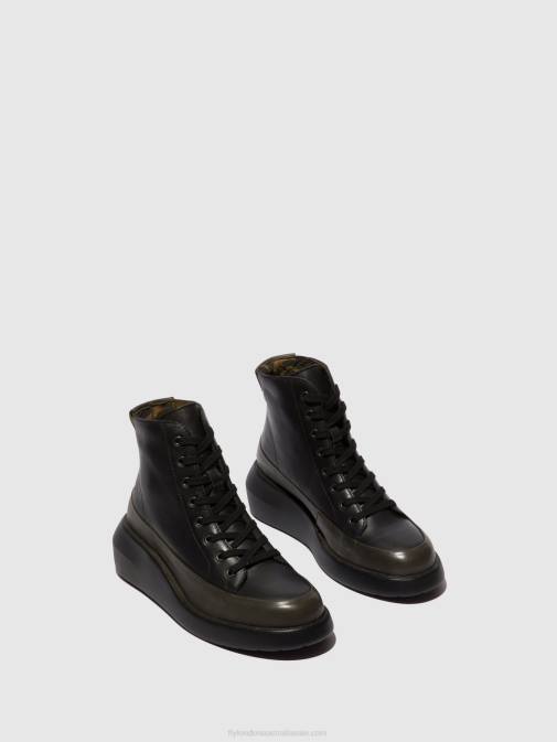DK.GREEN/BLACK XX0D107 Lace-up Ankle Boots BOZE515 Fly London Women