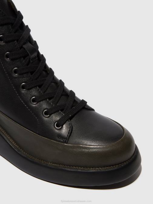 DK.GREEN/BLACK XX0D107 Lace-up Ankle Boots BOZE515 Fly London Women