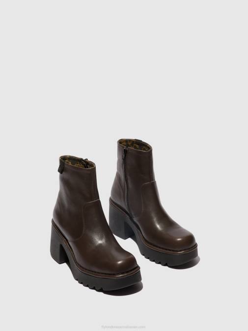 DK.TAUPE XX0D52 Zip Up Ankle Boots MOGE250 Fly London Women