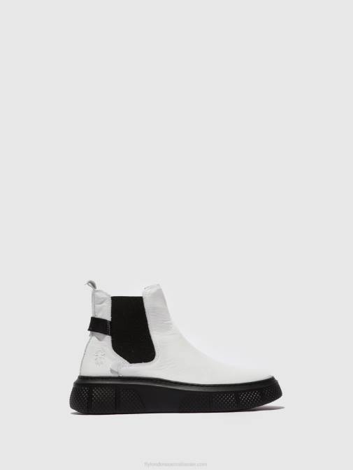 DUBLIN WHITE (BLACK SOLE) XX0D169 Chelsea Ankle Boots EBBE479 Fly London Women