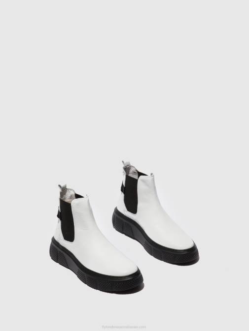 DUBLIN WHITE (BLACK SOLE) XX0D169 Chelsea Ankle Boots EBBE479 Fly London Women