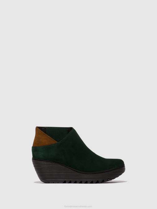 FOREST GREEN/CAMEL XX0D30 Zip Up Ankle Boots YEGO400 Fly London Women