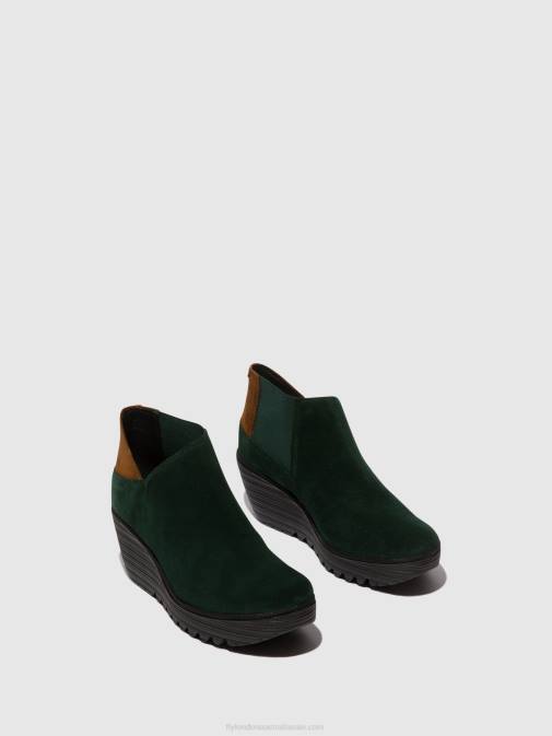 FOREST GREEN/CAMEL XX0D30 Zip Up Ankle Boots YEGO400 Fly London Women