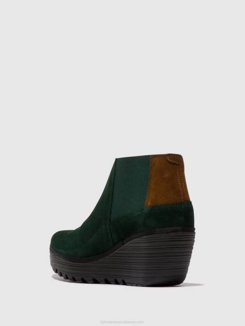 FOREST GREEN/CAMEL XX0D30 Zip Up Ankle Boots YEGO400 Fly London Women