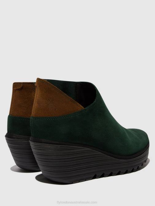 FOREST GREEN/CAMEL XX0D30 Zip Up Ankle Boots YEGO400 Fly London Women
