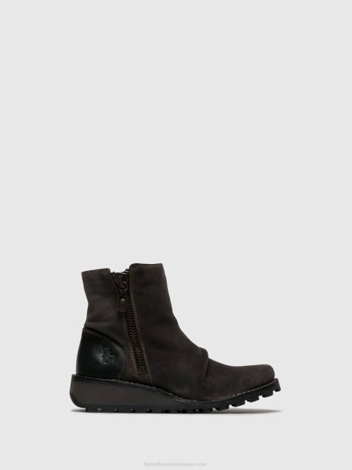 Gray XX0D271 Zip Up Ankle Boots MON944 DIESEL Fly London Women