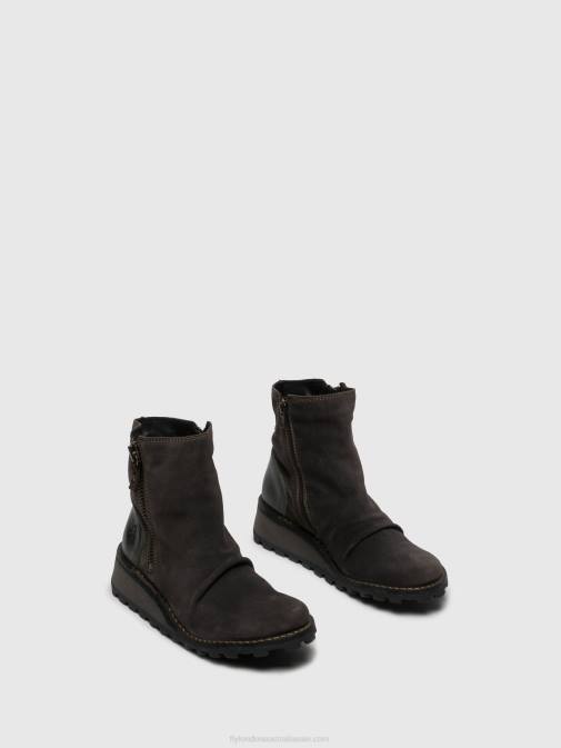 Gray XX0D271 Zip Up Ankle Boots MON944 DIESEL Fly London Women