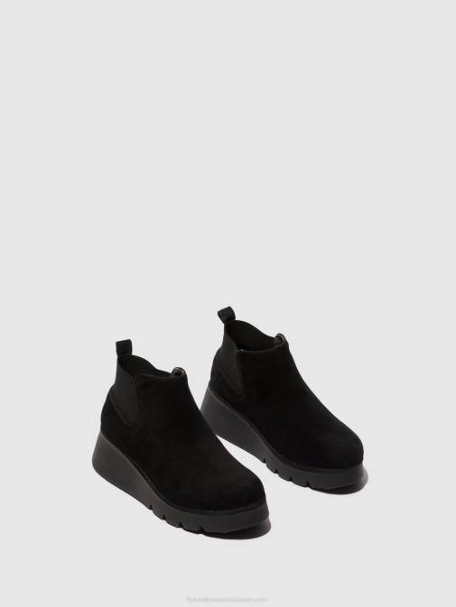 KID SUEDE BLACK XX0D10 Elasticated Ankle Boots PADA403 Fly London Women