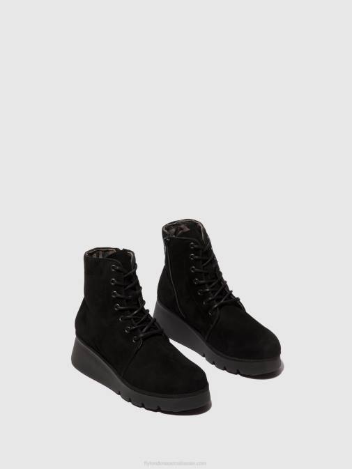 KID SUEDE BLACK XX0D4 Lace-up Ankle Boots PALL404 Fly London Women