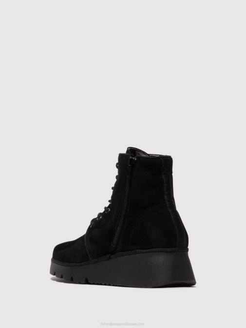 KID SUEDE BLACK XX0D4 Lace-up Ankle Boots PALL404 Fly London Women
