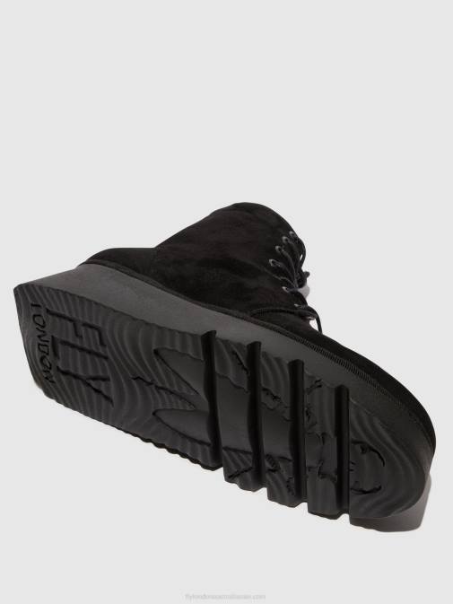 KID SUEDE BLACK XX0D4 Lace-up Ankle Boots PALL404 Fly London Women