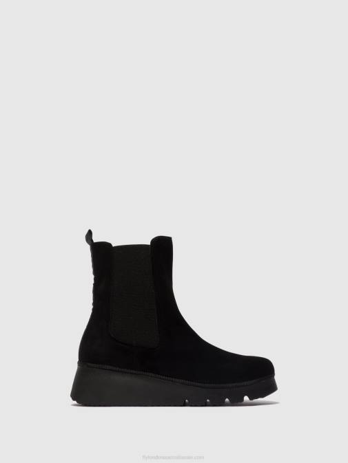 KID SUEDE BLACK XX0D6 Chelsea Ankle Boots PATY405 Fly London Women